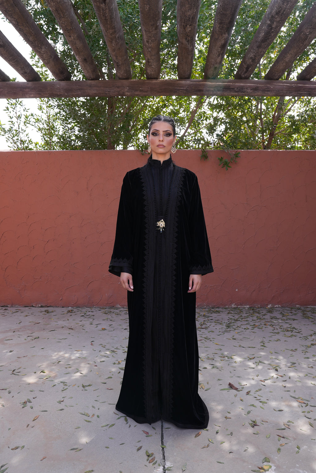 Black Embroidered Velvet