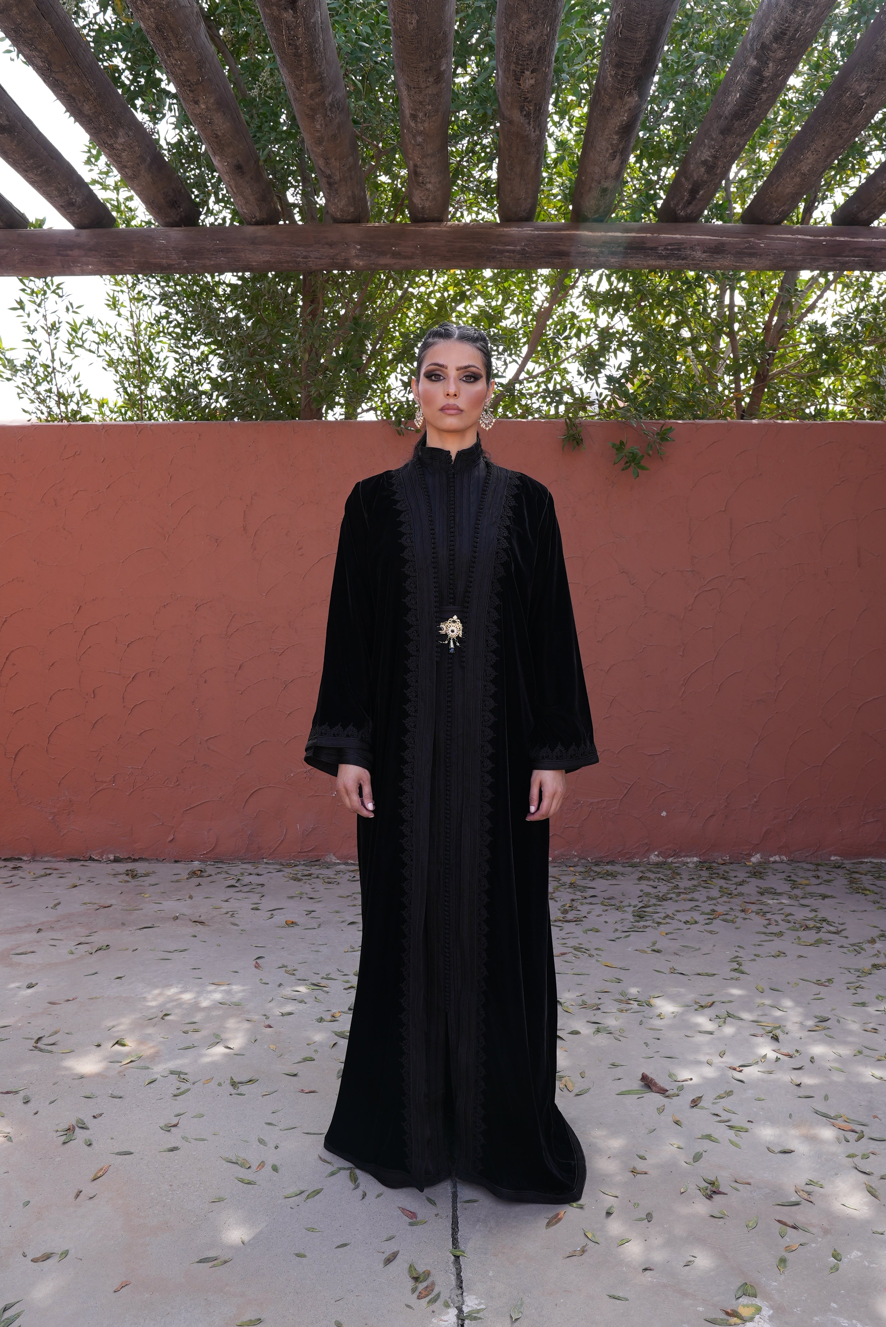 Black Embroidered Velvet