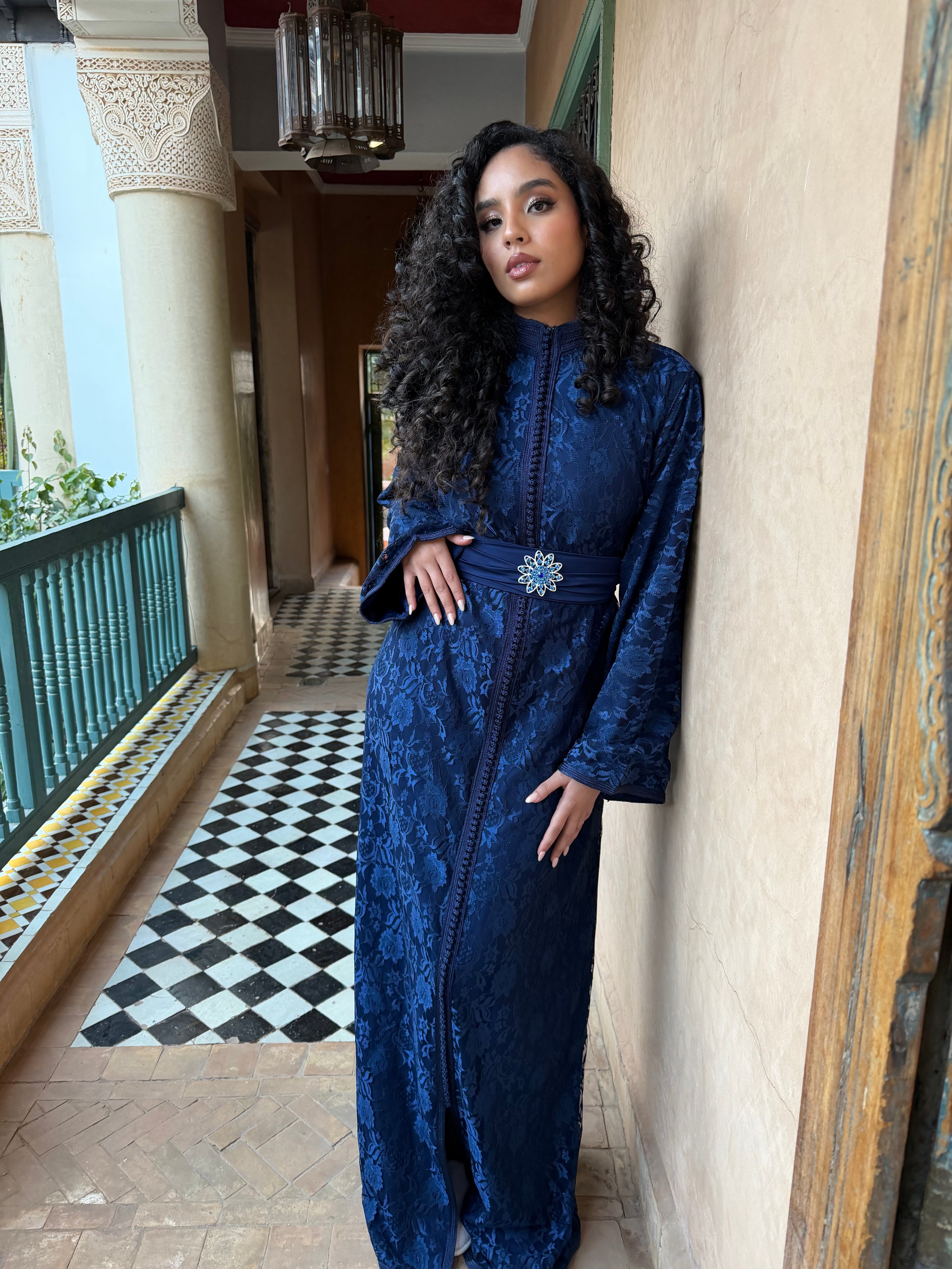 Royal Blue Lace Kaftan