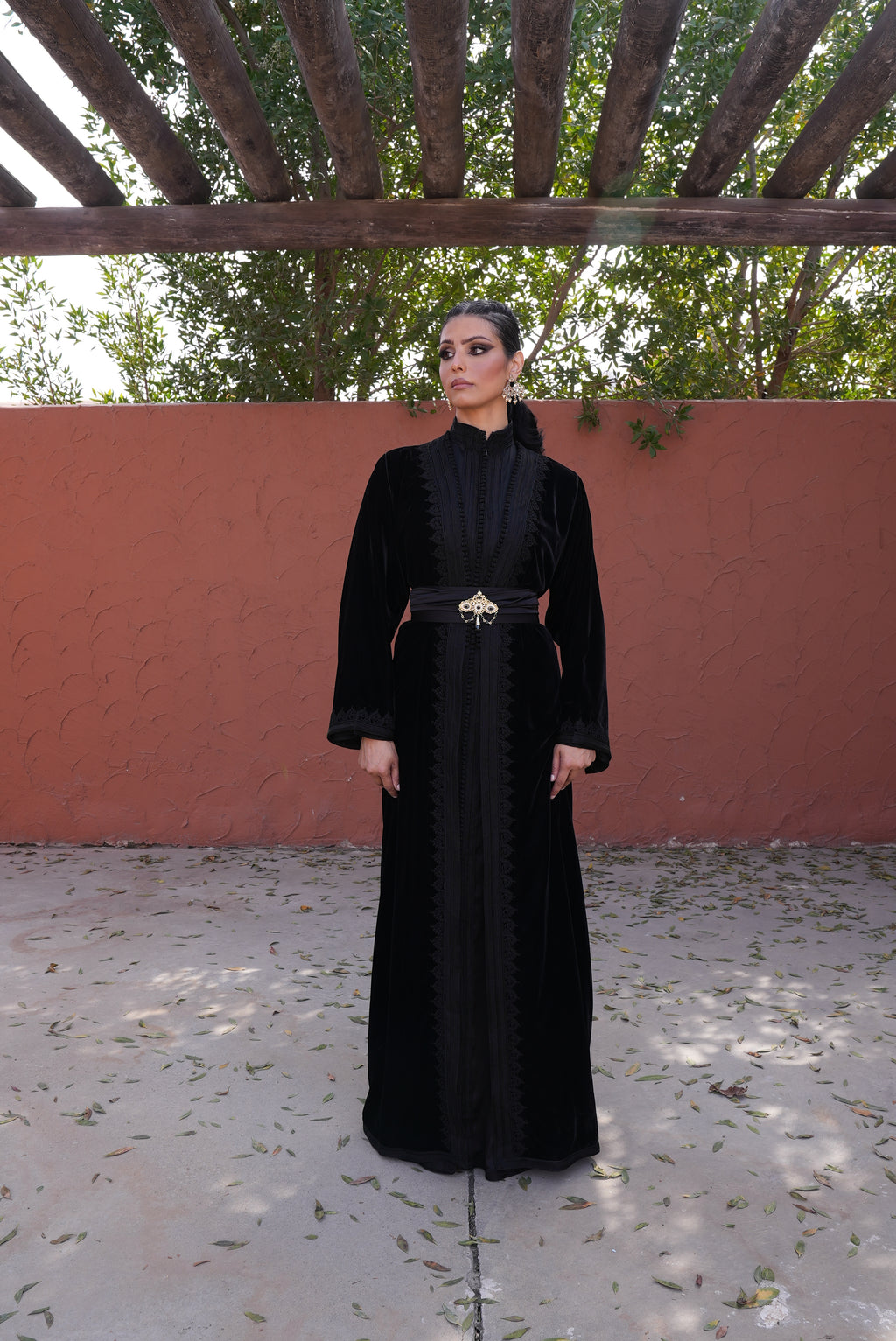 Black Embroidered Velvet