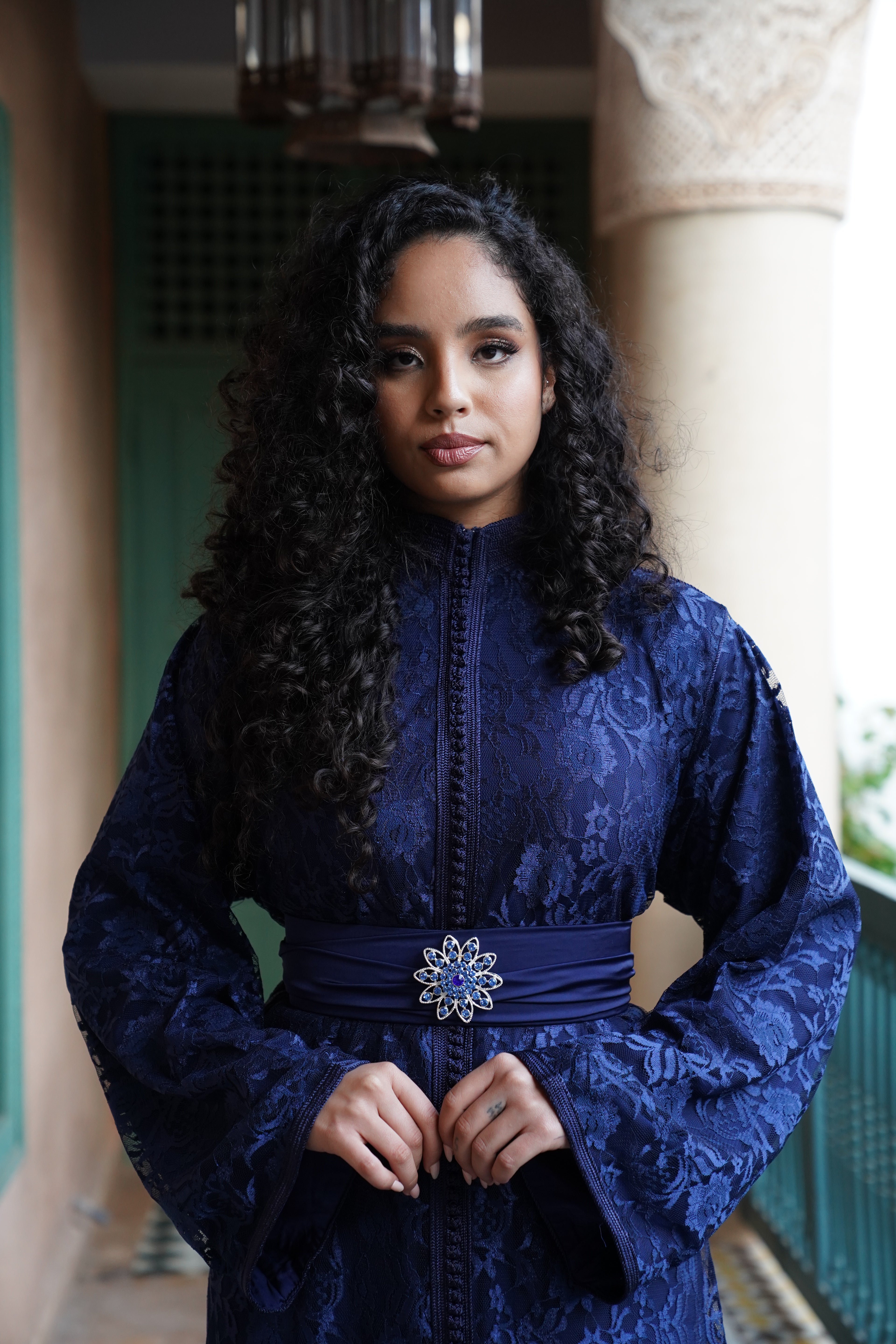 Royal Blue Lace Kaftan
