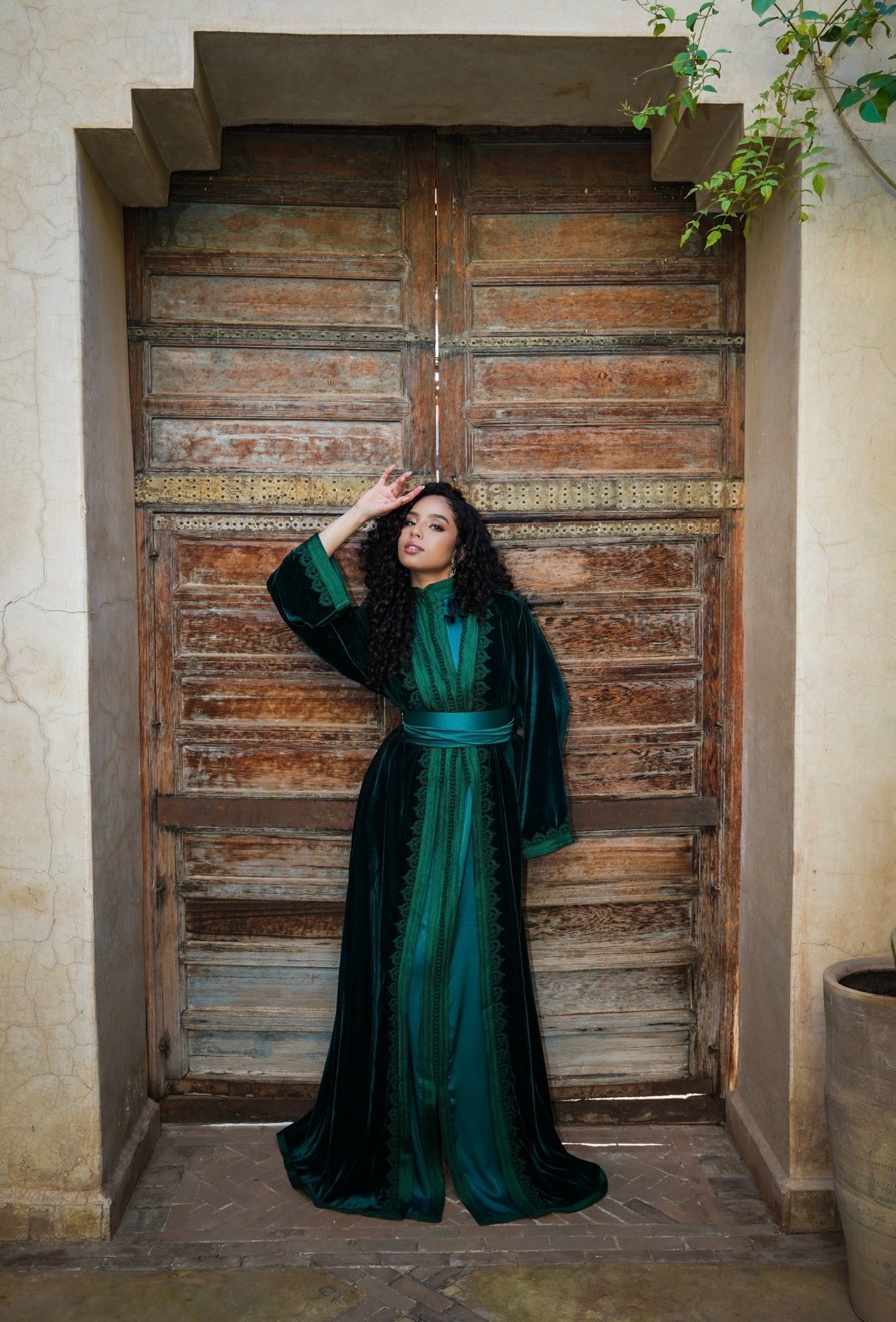 Emerald Embroidered Velvet