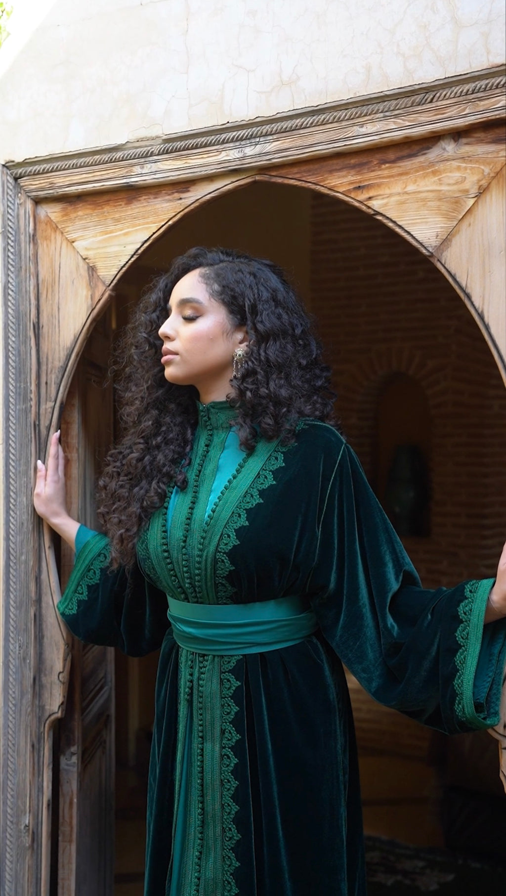 Emerald Embroidered Velvet