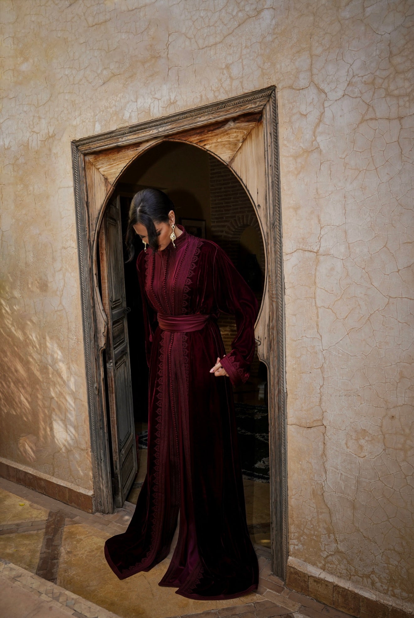 Burgundy Embroidered Velvet