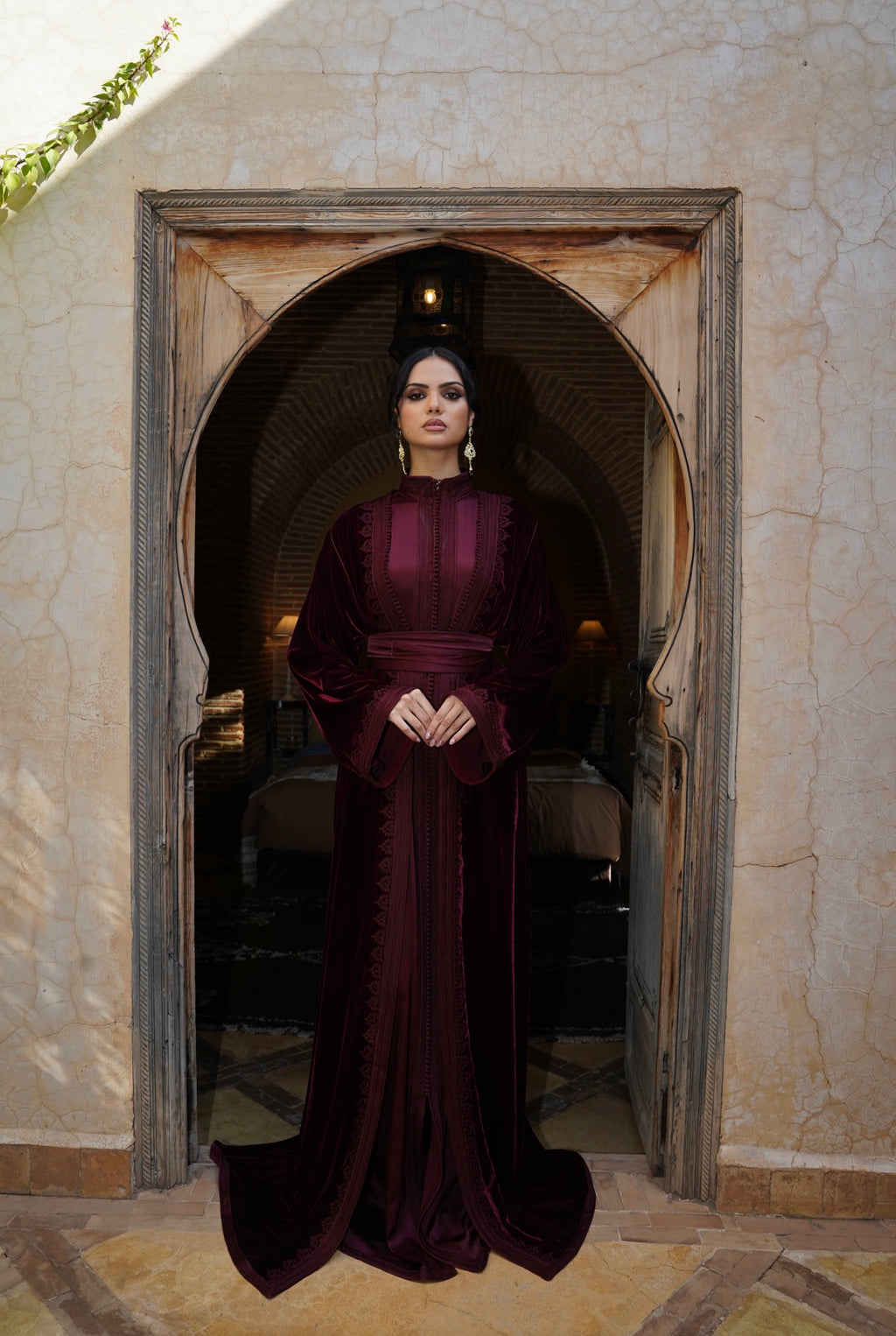 Burgundy Embroidered Velvet